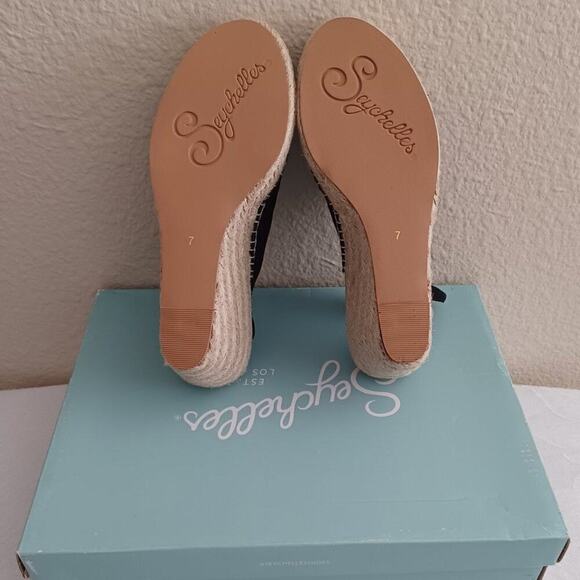 Seychelles Promenade Espadrille Wedges 7 Black NIB - Picture 4 of 6